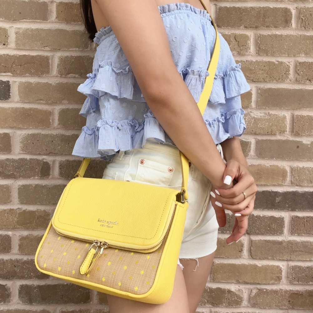 kate spade Yellow Leather & Canvas Crossbody Bag